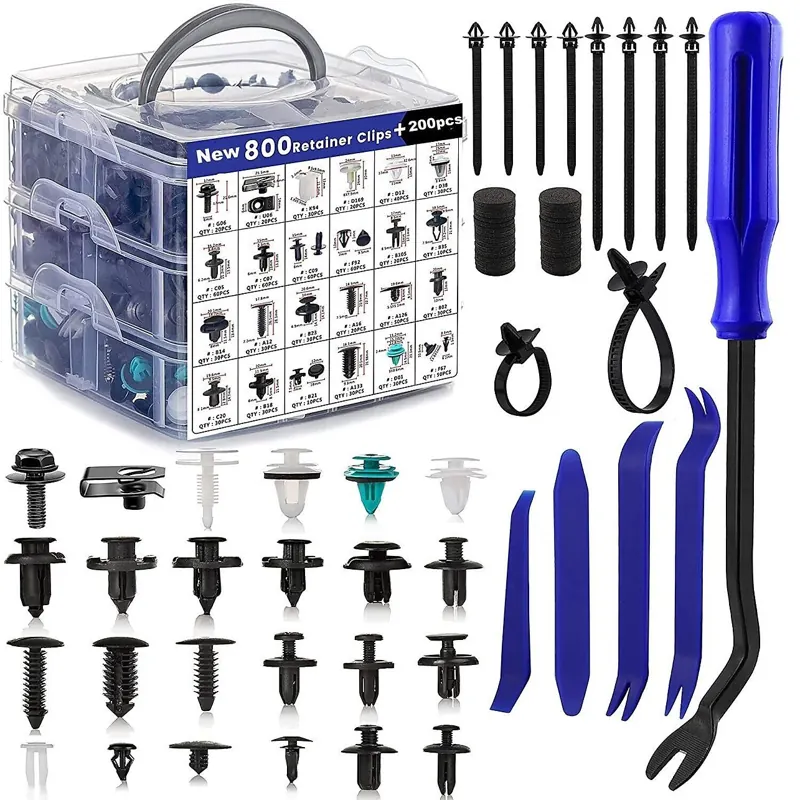 Car trim clip kit with removal tools