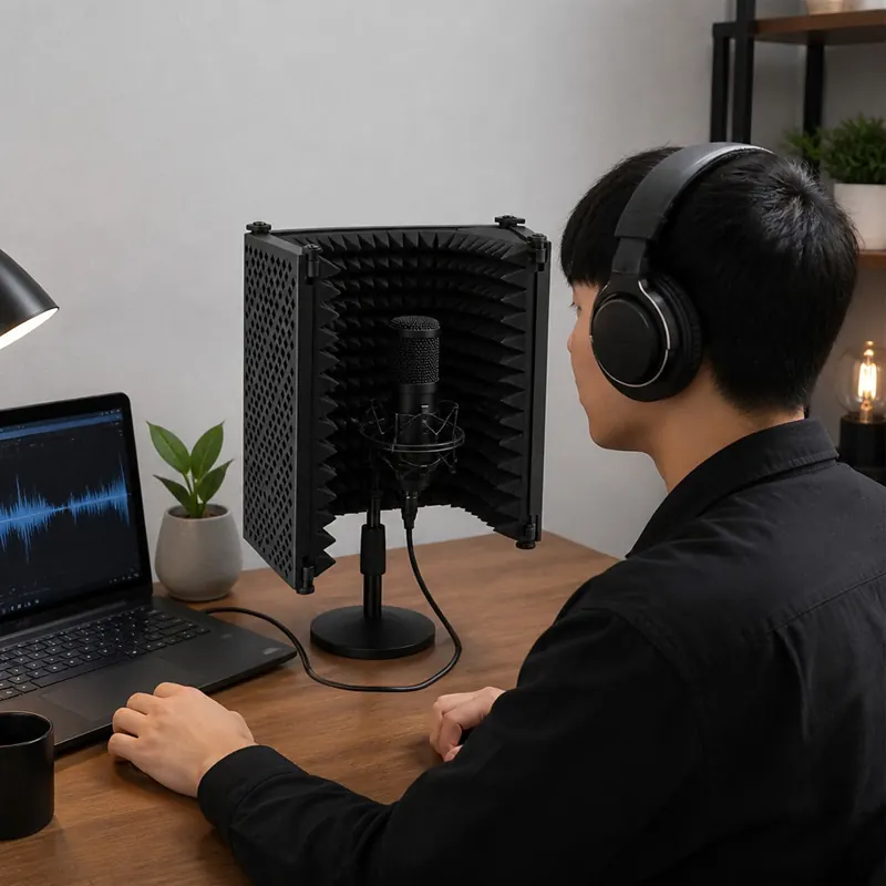 Mic isolation shield, 3 panel