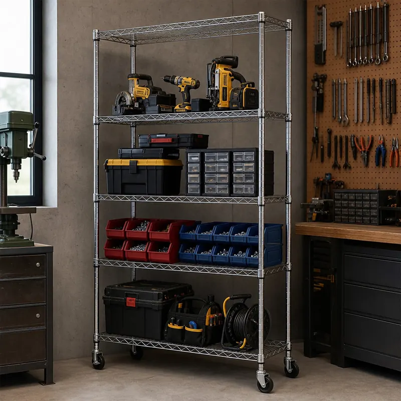 Wire shelving 90 × 45cm on wheels